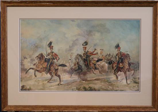 Richard Beavis (1824-1896) Cavalrymen preparing to charge 11.5 x 19in.